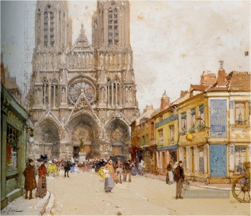 städtische Landschaft Werke - La Cathedrale de Reims Eugene Galien Pariser